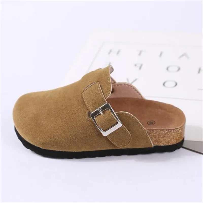 New Summer Casual Slippers Children Flat Heels Baotou Beach Shoes Baby Toddler Nubuck Leather Slides Kids Sandals 041 - Цвет: Хаки