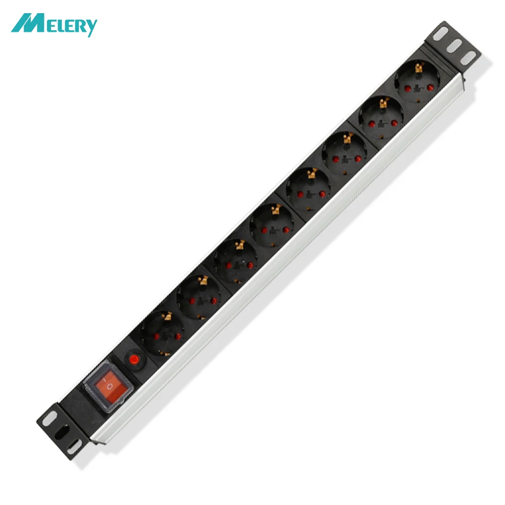 PDU Мощность полосы стойка сетевого шкафа розетка 1U Алюминий сплав 8 способ ЕС