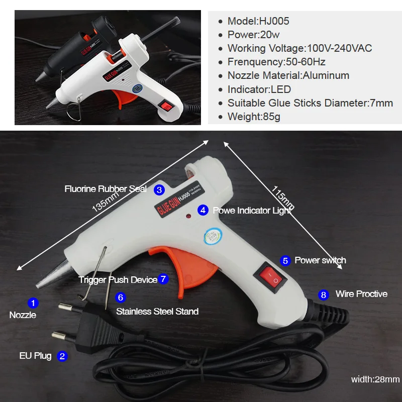 Beste Gratis Verzending 6 IN 1 Lijmpistool Set Elektrische Warmte Hot Melt Ambachten Repair Tool Professional DIY 20 W met sticks Kinderen Gift