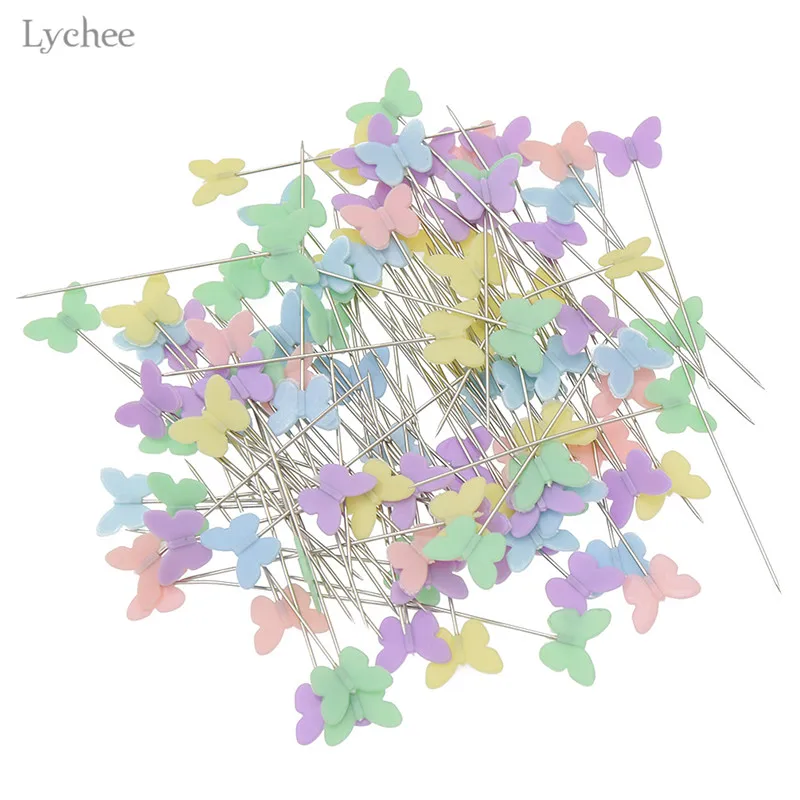 

Lychee 100pcs Butterfly Shape Patchwork Pins Practical Sewing Accessories Sewing Pin With Box DIY Craft Tools