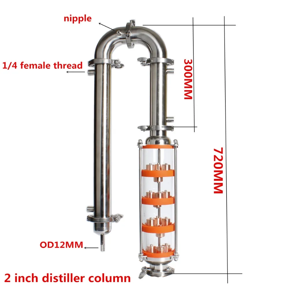 Бытовой дистиллятор для воды Самогонный медный набор медный 1," 2" дистилляционная система флейта дистиллятор