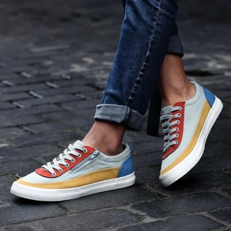 

2018 new men's spring canvas shoes fashion men's shoes casual shoes lace flat shoes