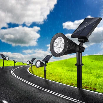 

4/7 LED Spotlight Lawn Lamp Outdoor Garden Lights Solar Panel Power Flood Light Adjustable Yard Wall Lamps 7 Colour in 1