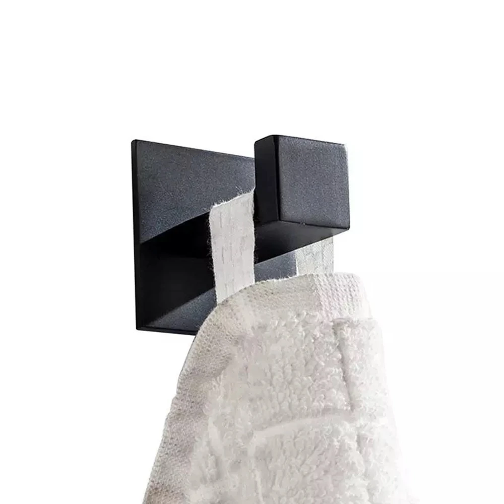 

3M Self Adhesive Stainless Steel Towel Hook Sqaure Black Matte/Chrome Robe Hook Modern Bathroom
