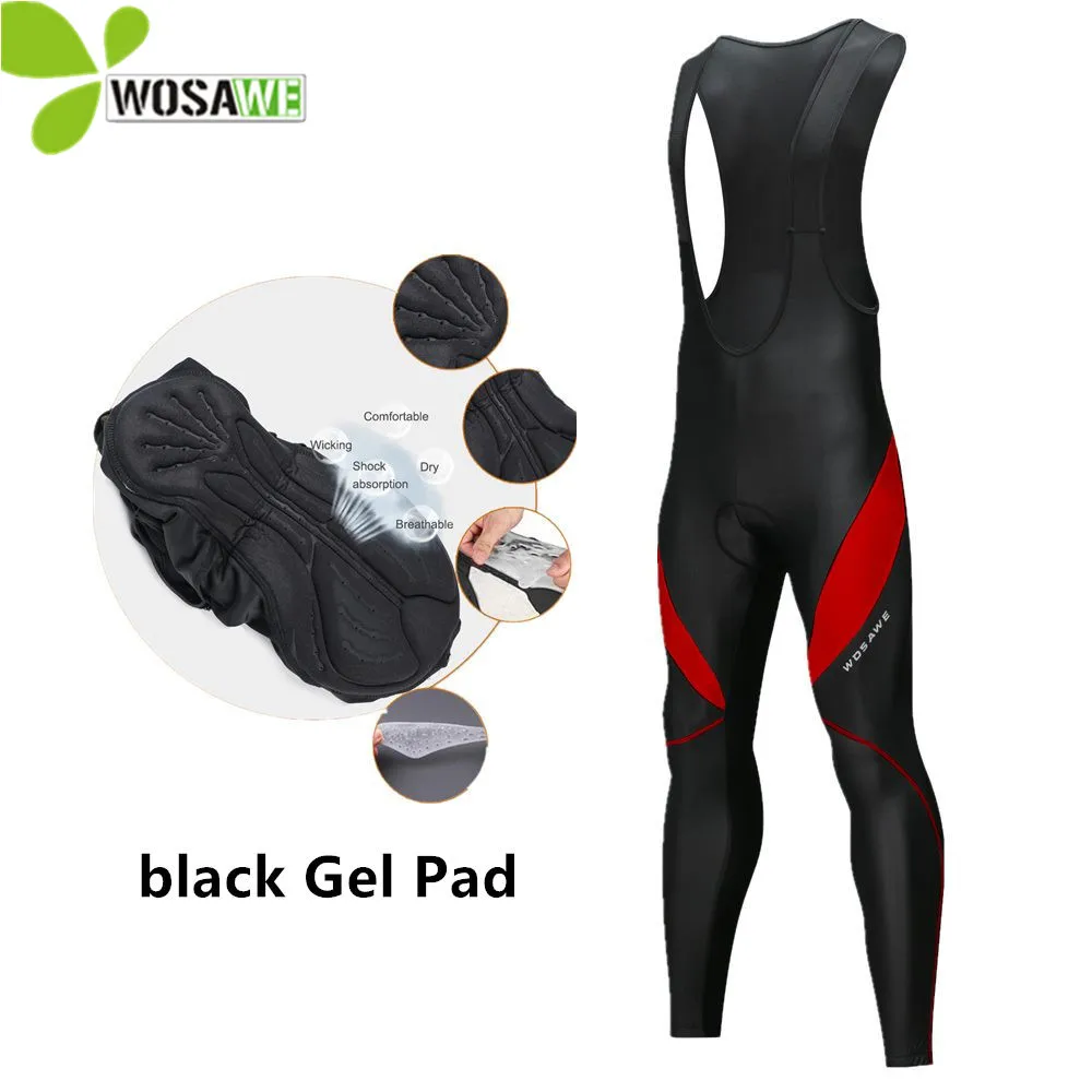 WOSAWE Gel Pad Thermal Cycling Pants Men Thin Fleece Bib Trousers Reflective MTB Bike Tights Clothing Cycle Sports Pants M-3XL WOSAWE Gel Pad Thermal Cycling Pants Men Thin Fleece Bib Trousers Reflective MTB Bike Tights Clothing Cycle Sports Pants M-3XL