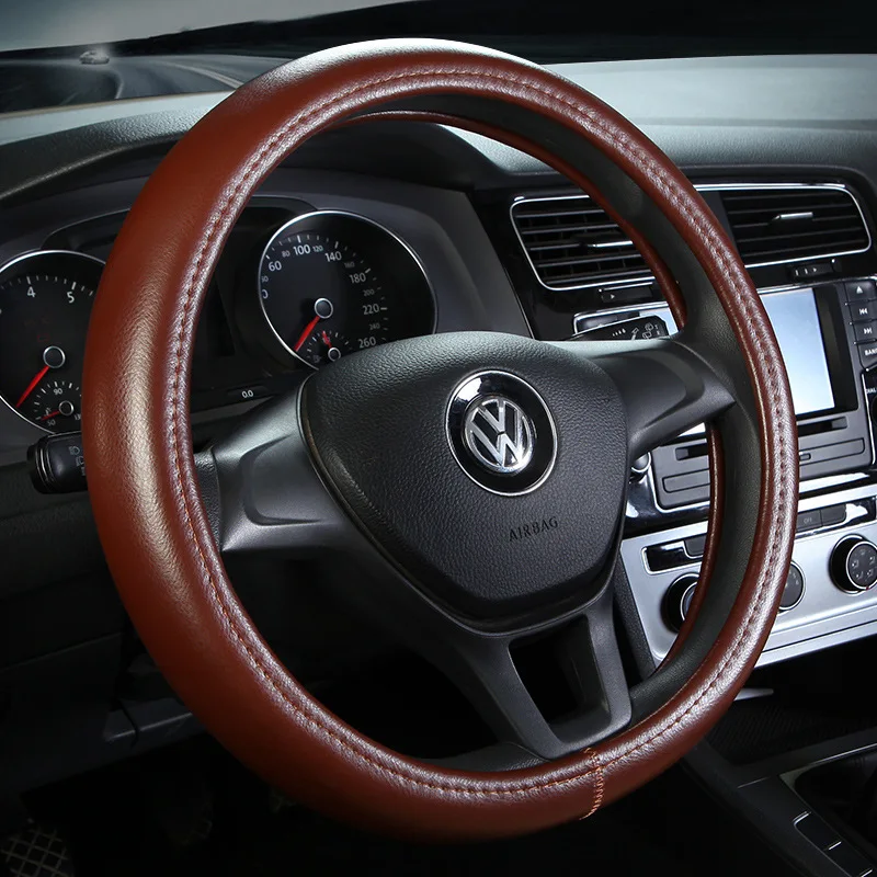 Genuine Leather Car steering wheel cover Diameter 38cm Non slip