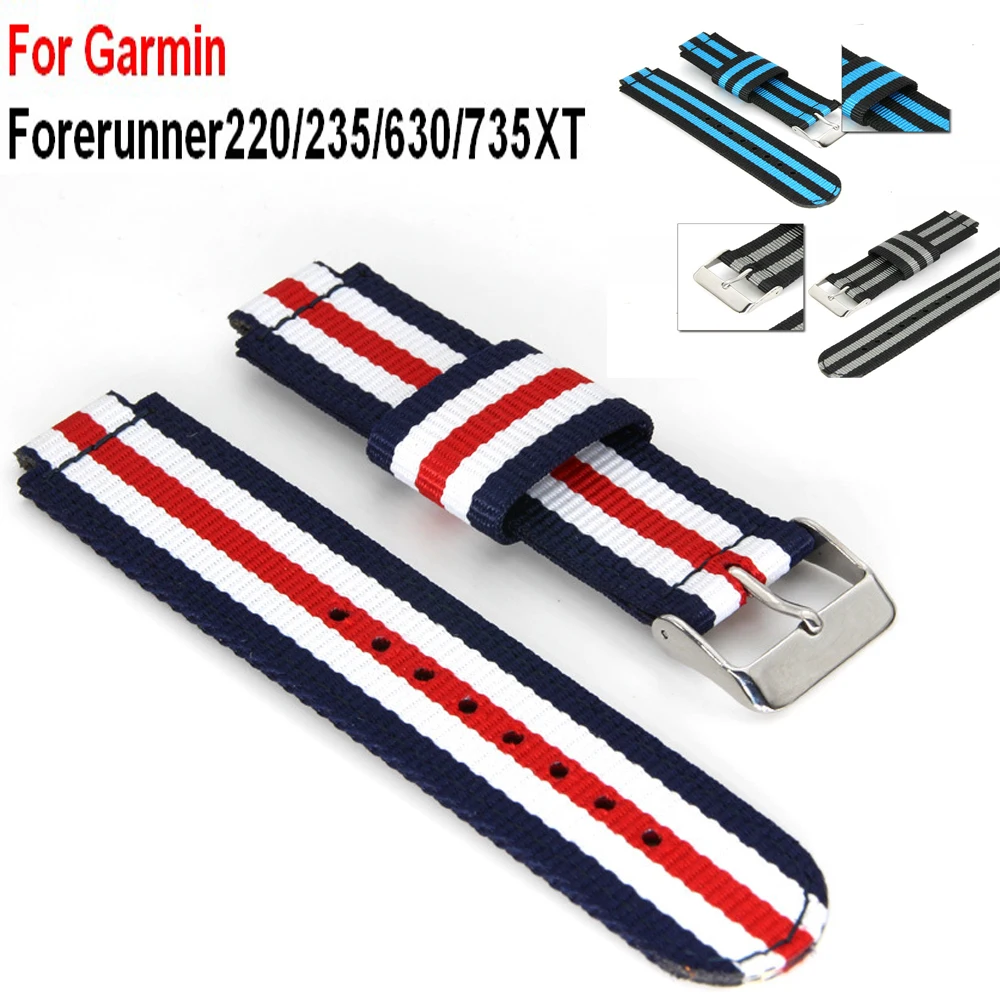 

Top Sales Nylon Watch Strap For Garmin Forerunner Watchband Replace Wrist Band For Garmin Forerunner 220/235/630/735XT Wristband