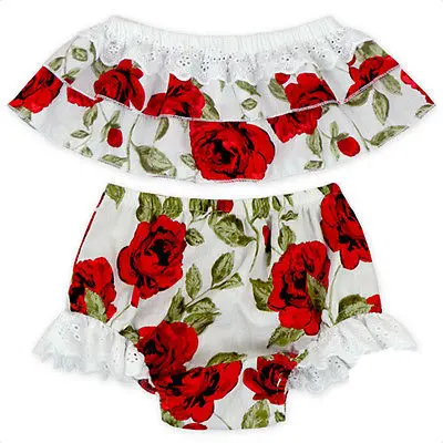 Baby Summer Clothes Toddler Infant Baby Girls Floral Tops+Bottoms Briefs 2pcs Outfits Set Clothing