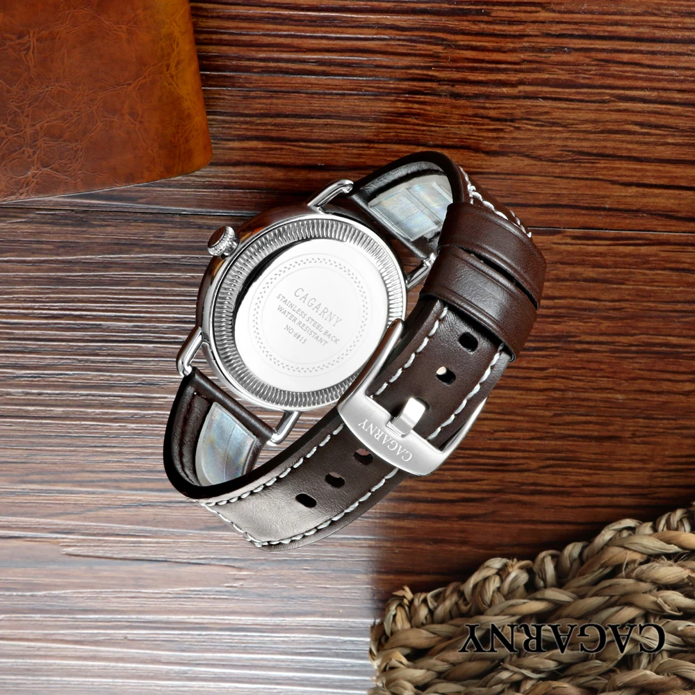 classic design high quality quartz watch men japaness movement genuine leather strap mens watches drop shipping (4)