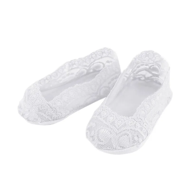 5 цветов, кружевные короткие носки для маленьких девочек летние однотонные дышащие незаметные мягкие милые носки для малышей - Цвет: Белый