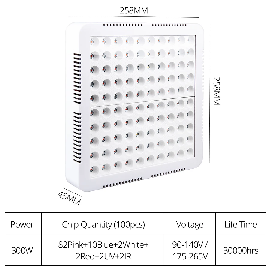300 Вт полный спектр светодиодный Фито лампа для выращивания света 110 В 220 В 100 светодиодный s диодные растущие лампы для растения, овощи гидропонная теплица палатка