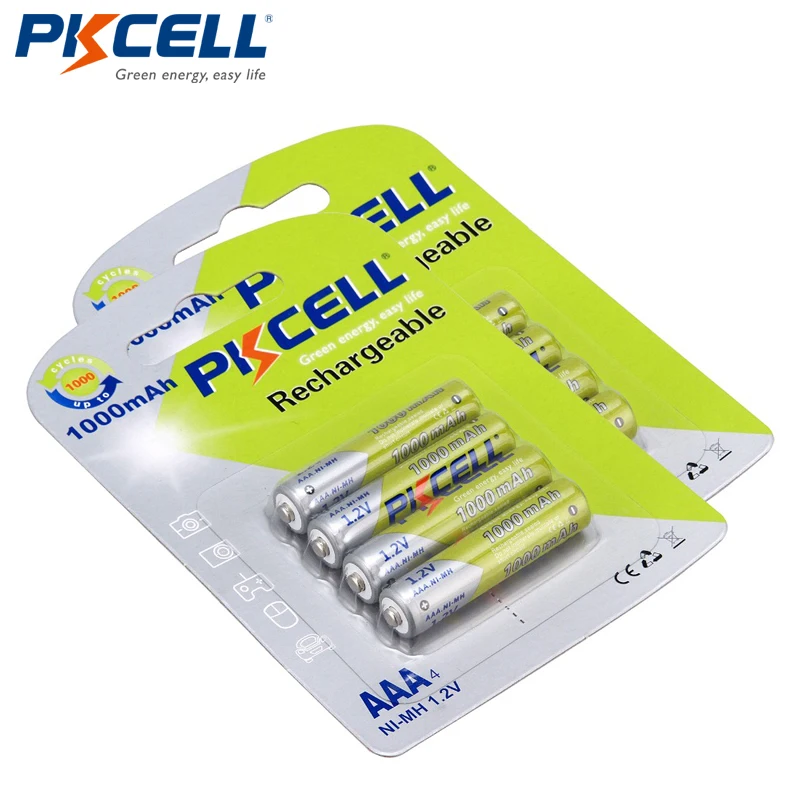 

Free Shipping 2 Blister 8PCS Ni-MH AAA 1000mAh 1.2V Rechargeable Battery for Camera/Flashlight/Toy