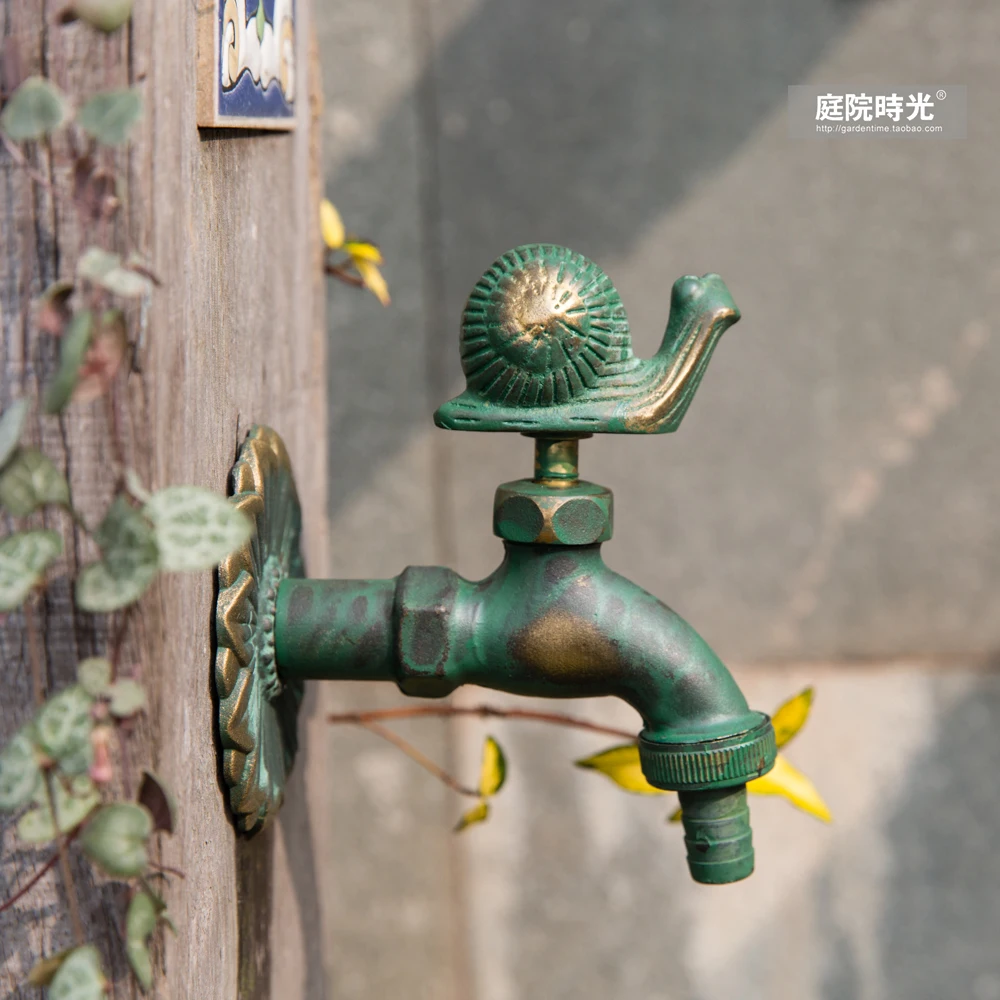 

Animal Faucet Courtyard Time Copper Single Cold Garden Freeze-proof Sunscreen Mop Pool Washing Machine Snails