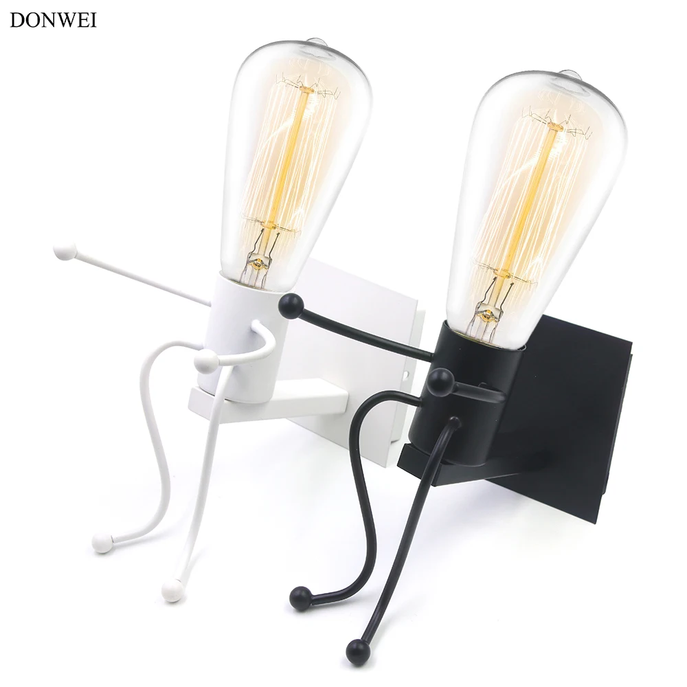 

DONWEI Indoor Decor Personality Design E27 Socket Iron Wall Lamp Village Retro Industrial Style Wall Lights for Loft Bar Cafe