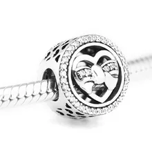 Подходит для Pandora Браслеты любящая Галстуки Подвески с прозрачными камнями 925 пробы серебро-бижутерия бисером;