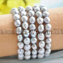Z7256 5 шт. стретч 11 мм барокко серый пресноводные жемчужный браслет благородный стиль естественно прекрасно jewe быстрая