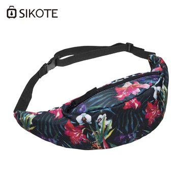 

SIKOTE Floral Printing Woman Waist Packs New Polyester Travelling Mobile Phone Bag Oxford Wallet Bags bolso de cintura