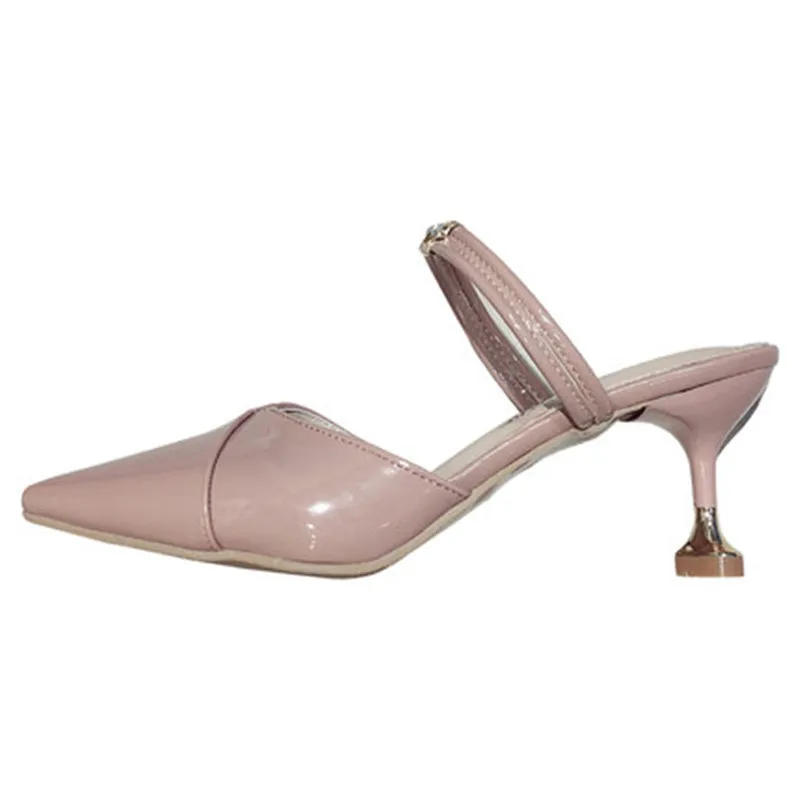 

Women's Sandals Female Summer New 2019 Roman Sandals High Heels Closed Toe Korean Version Of The Wild Nude Mouth Pointed
