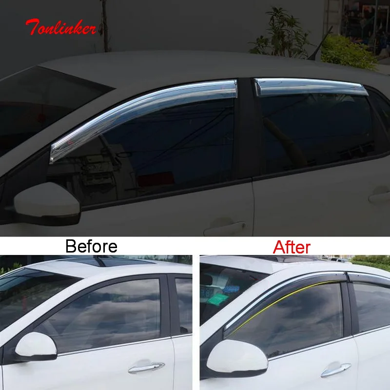 

4 pcs DIY New Acrylic car styling Special rain shield with bright strips cover case For Volkswagen new POLO part accessories