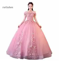 ruthshen Off The Shoulder Vestidos De Gala Largos Long Prom Dresses Appliques Flowers Evening Dresses Luxury Robes De Soiree