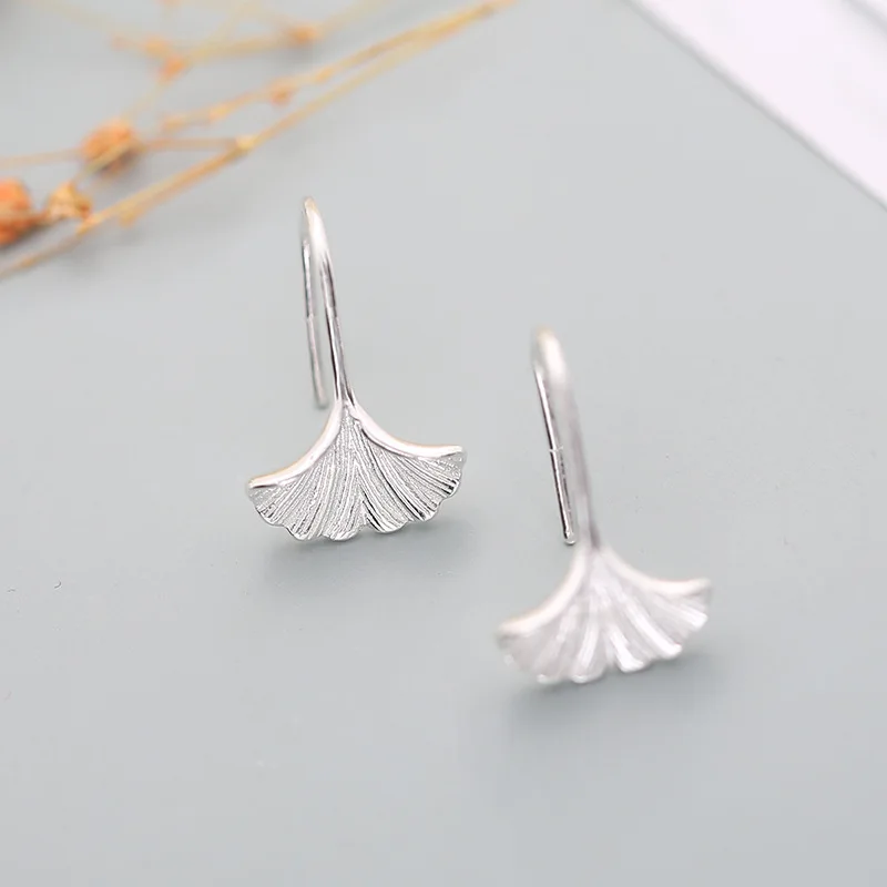 

DIEERLAN Drop Shipping 925 Sterling Silver Cute Ginkgo Leaves Earrings For Women Wedding Plant Jewelry Pendientes Brincos