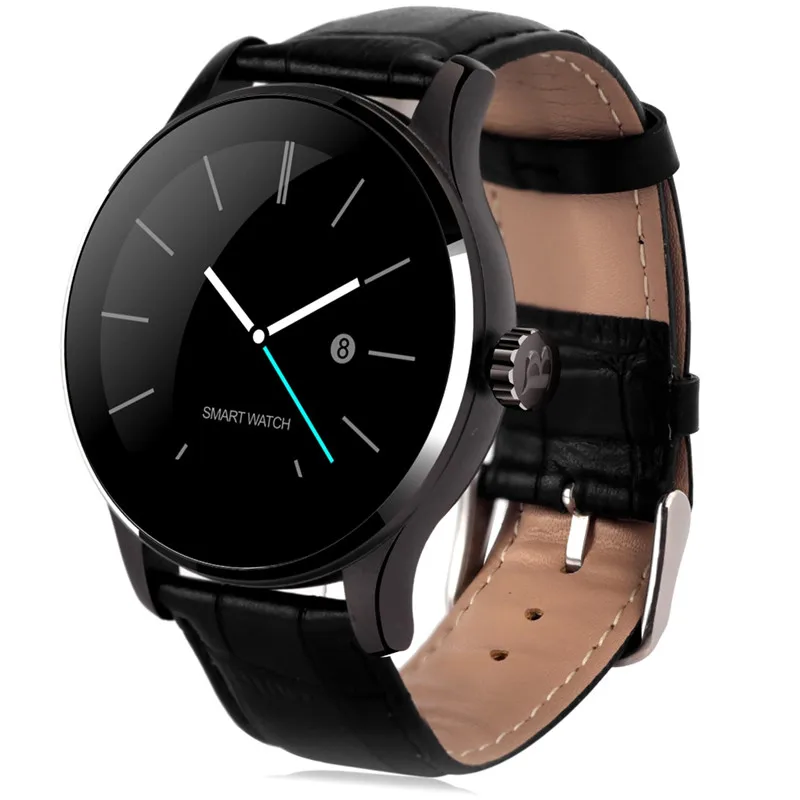 Оригинальные K88H Bluetooth умные часы наручные часы MTK2502 монитор сердечного ритма здоровье наручные Whatch часы для Android телефона ios одежда - Цвет: Black Leather Band