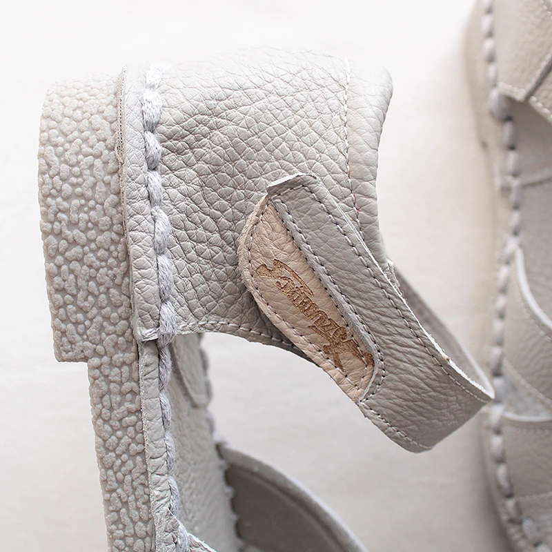 HUIFENGAZURRCS/босоножки из натуральной кожи белые туфли ручной работы художественная обувь на плоской подошве в стиле ретро mori girl модная повседневная обувь