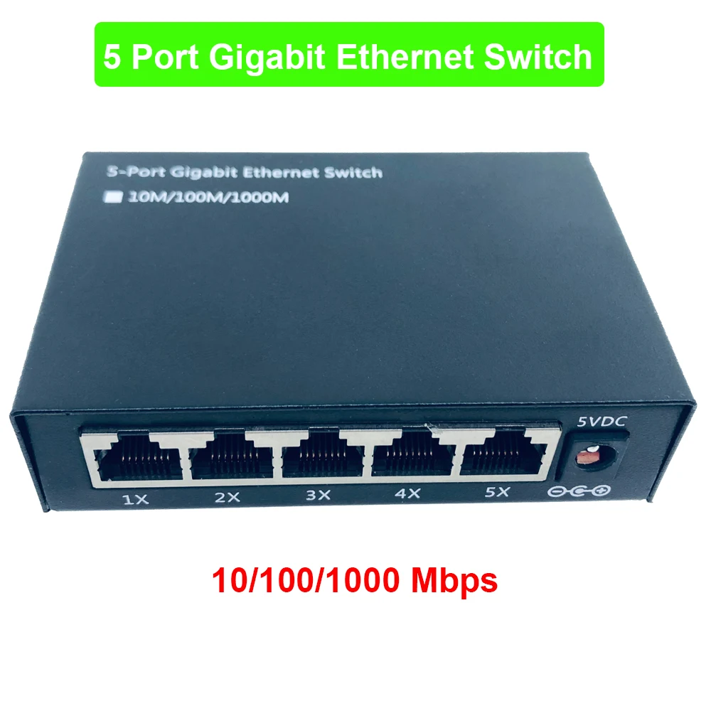 5 Порты и разъёмы 10/100/1000 Мбит/с Gigabit Ethernet переключатель, металлический корпус 5V sup Порты и разъёмы для коммутатора Ethernet IP камера