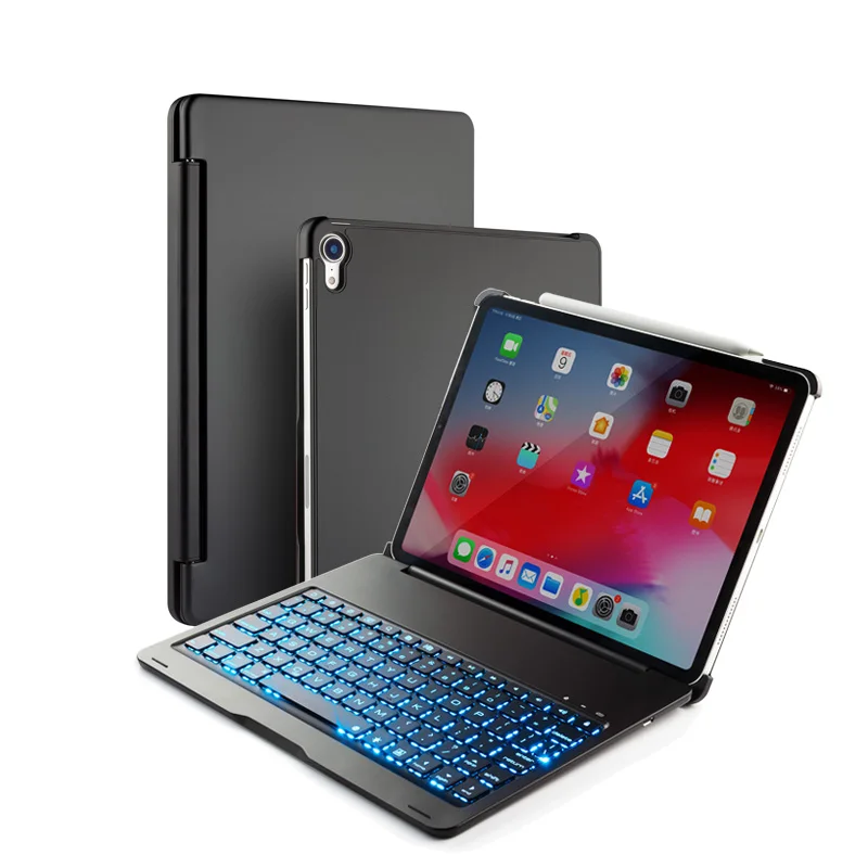 [NEW] Bluetooth keyboard Case for Apple iPad Pro 11.1",7-Color Backlit Aluminum Metal Wireless Keyboard with Smart Case Hard