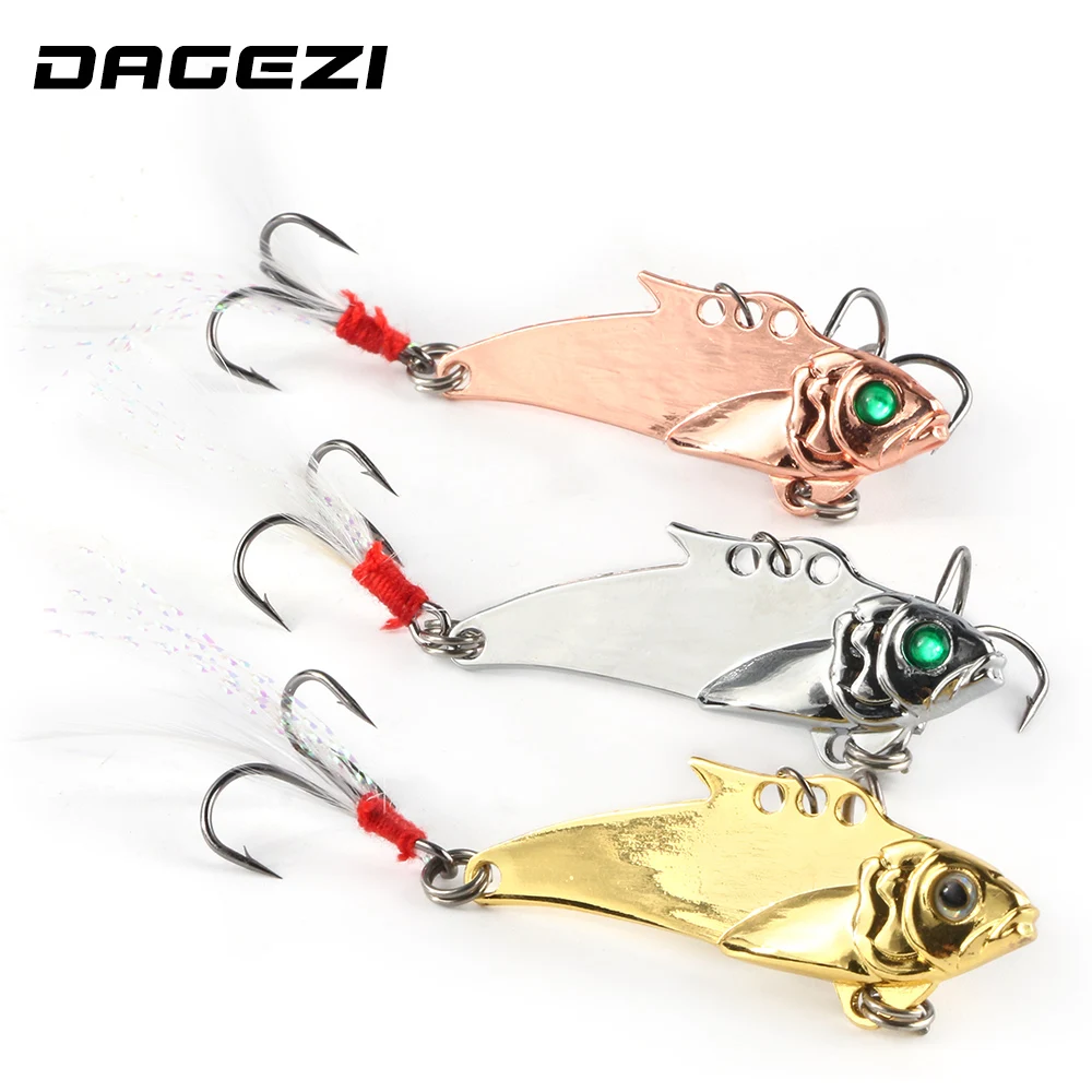 DAGEZI metal Spoon Lure 10G 3D eyes hard Fishing Bait Silver/Gold/PINK