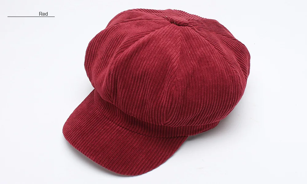 Вельветовая восьмиугольная кепка женская шляпа берет живописца Мужская кепка газетчика шапки-береты Женские винтажные зимние шапки для женщин плоская кепка