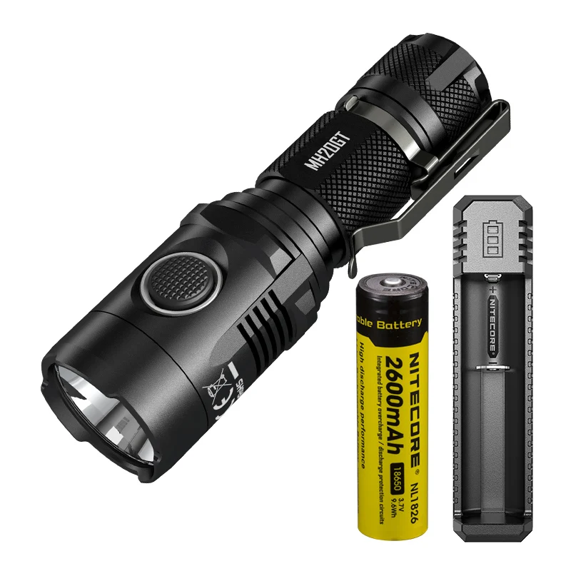 NITECORE MH20GT перезаряжаемые сильный свет литиевая батарея флэш-светильник водонепроницаемый портативный поисковая лампа - Испускаемый цвет: MH20GT x NL1826 x UI