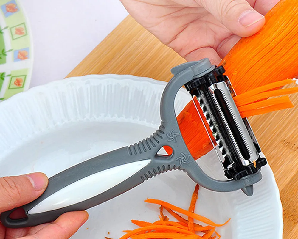 Multifunctional 3 in 1 Rotary Vegetable Fruit Potato Carrot Peeler Grater Cutter 360 Degree Rotary Kitchen Tool Slicer Gadget