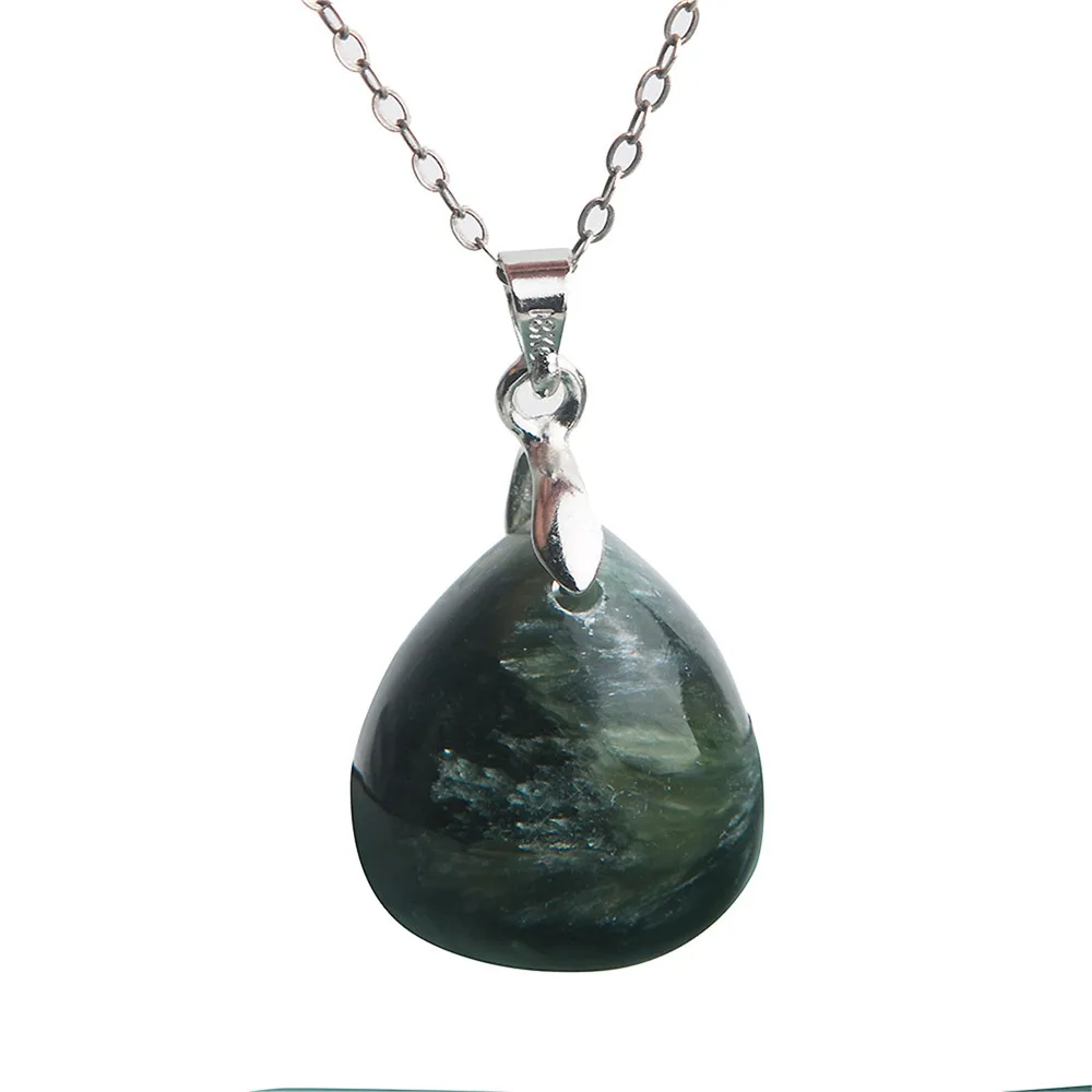 

Natural Stone Quartz Crystal Pendants Necklaces for Women Green Seraphinite Gems Jewelry Pendant
