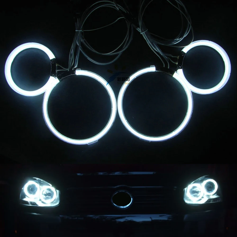 

2 pcs 95MM + 2 pcs 125MM Headlight CCFL Angel Eye Kit for Volkswagen Golf V Rabbit MK5 R32 Halo ring light with Projector
