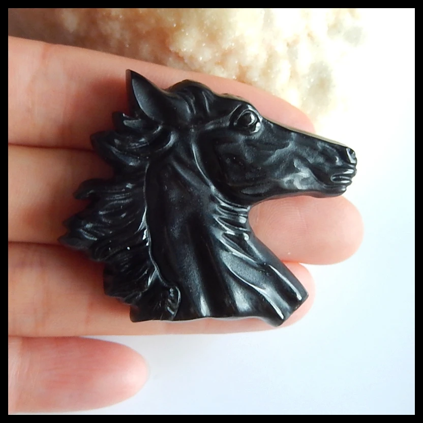 

Wholesale Carved horse head Obsidian Pendant Bead,Jewelry accessories,Jewelry Gift Gem Customized,43x39x8mm,18g