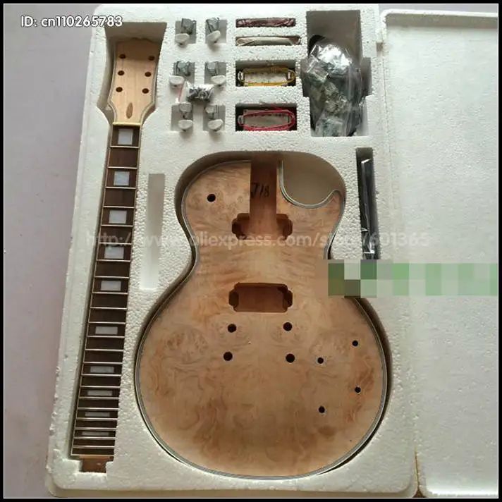 

DIY Electric Guitar Kit Set-In Solid Mahogany Body Neck Flamed Maple Veneer HY003-J18