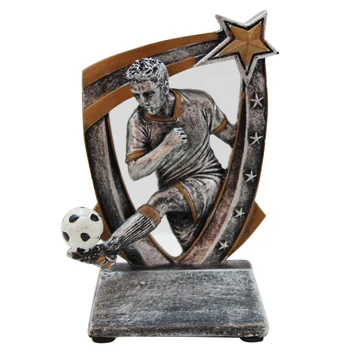 

Vintage Silver Football Commemorative Trophy Home Decoration Accessories Creative Resin Craft Sculpture Sports Trophy Decoration