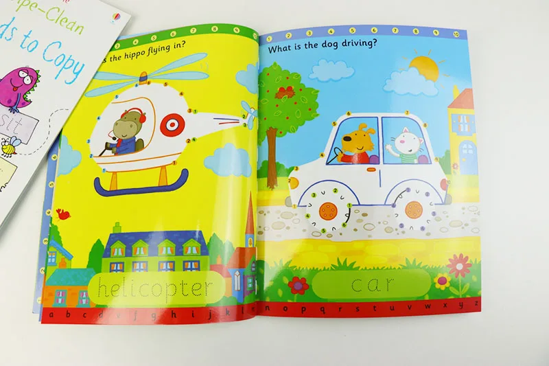 Limpar-limpar o Livro de Exercícios Reusável com Caneta Palavras para Pré-escolar Crianças Inglês Escrita Habilidades Número Aprendizagem Precoce 21*27cm 19 Online shopping
