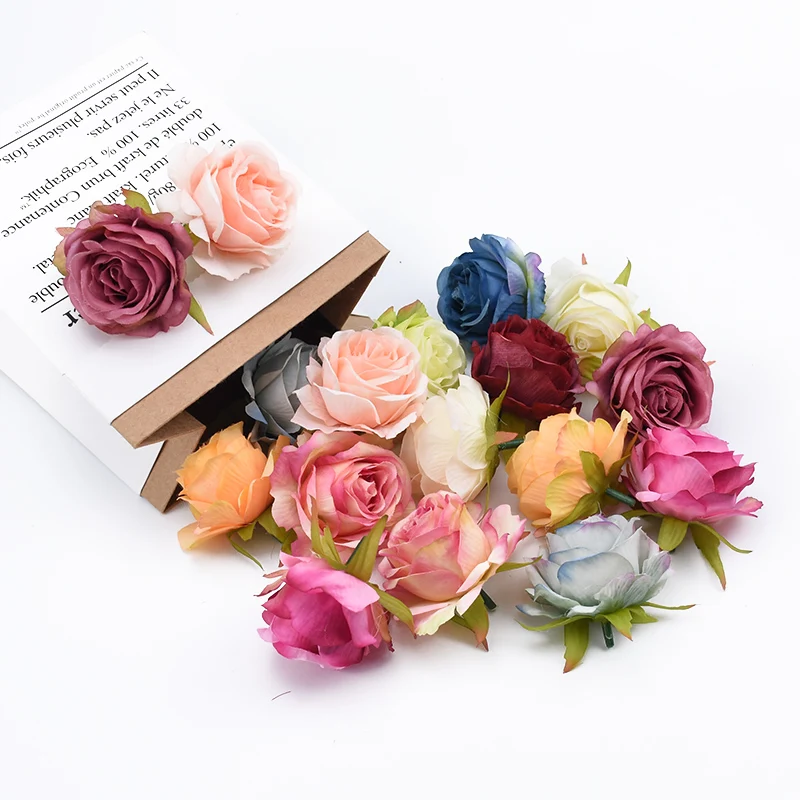 

5 Pieces Wedding Brooch Roses Head Scrapbooking Flower Wall Bridal Accessories Clearance Diy Gifts Box Artificial Flowers Cheap