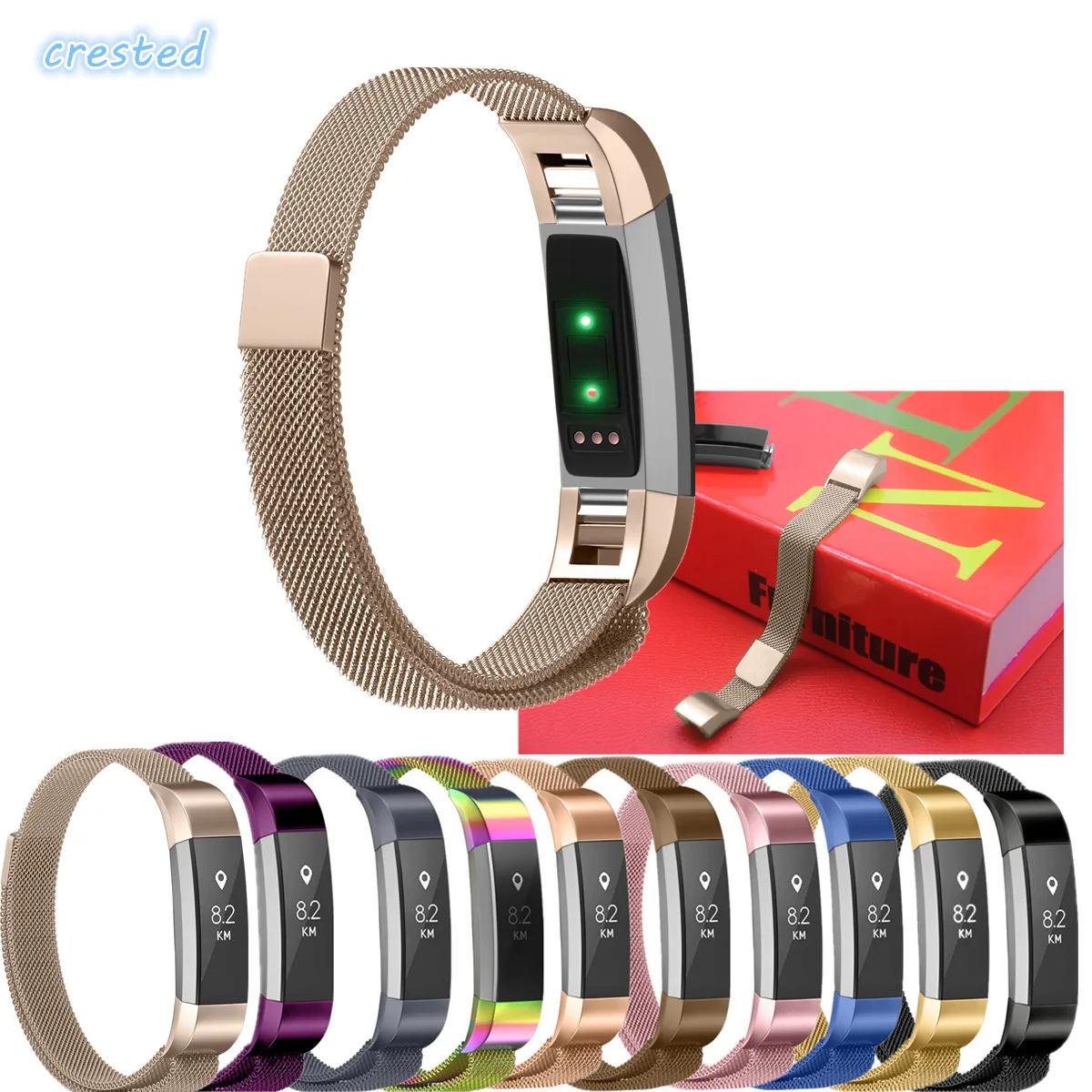 

CRESTED Milanese loop strap for fitbit Alta hr replacemet band fitbit Alta wristband Link Bracelet Stainless Steel watch band