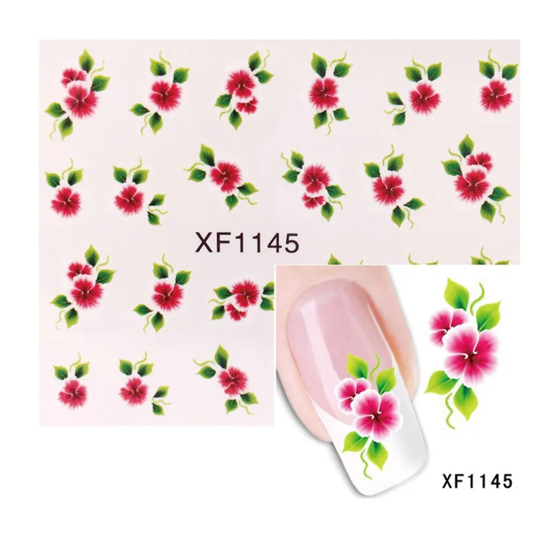 

1 Pcs Flowers Plants Nail Stickers Water Decal Fruit Christmas Cat Pattern 3D Manicure Sticker DIY Fashion Nail Art Decoration