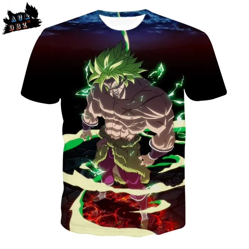 Детский мультфильм аниме Dragon Ball футболка Broly Супер Saiyan футболка с короткими рукавами AC и DBZ Мужская мода футболки