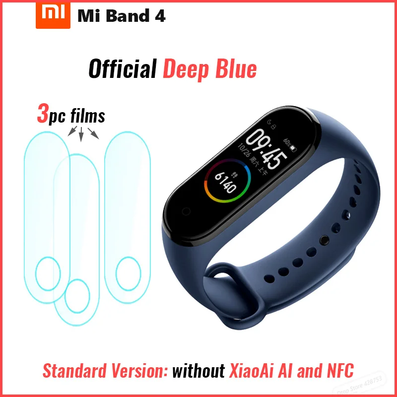 Xiaomi Mi Band 4 Smart Band 4 [стандарт/NFC/Мстители] Браслет фитнес-браслет управление музыкой AMOLED сенсорный экран - Цвет: Official deep blue