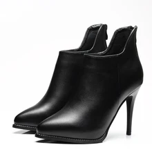 New Genuine Leather Women Velvet Boots Thin High Heels Winter Boots Lady Ankle Boots 2017 Autumn Woman Fashion Shoes CH-B0016 цена New Genuine Leather Women Velvet Boots Thin High Heels Winter Boots Lady Ankle Boots 2017 Autumn Woman Fashion Shoes CH-B0016 цены онлайн
