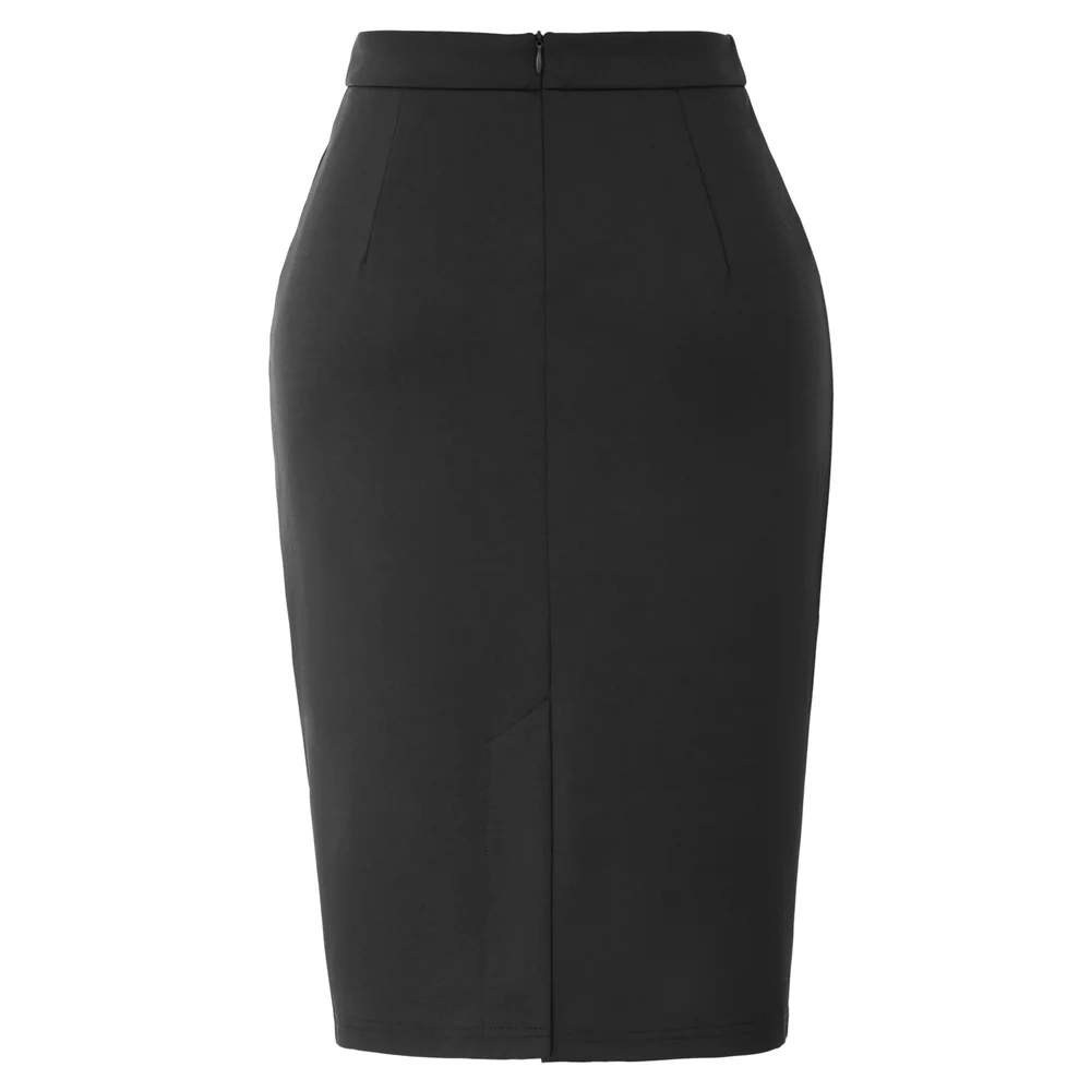 Модная женская юбка с высокой талией, однотонная, с разрезом, на пуговицах, Декор, облегающая, облегающая, вечерние, для офиса, для девушек, для работы, OL, юбка faldas