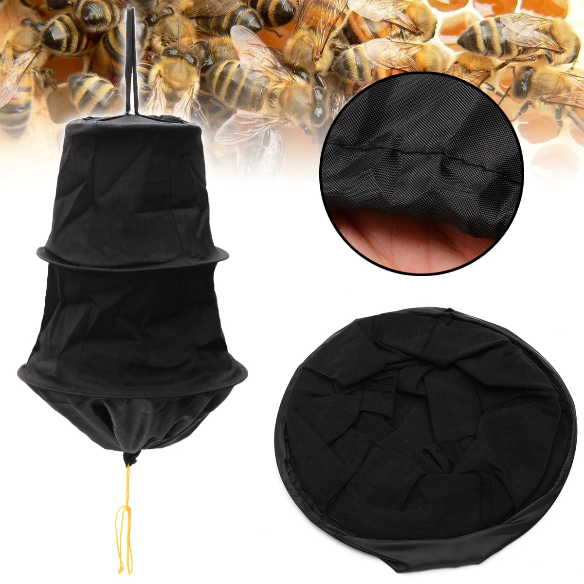 1pc 3 Layers Beekeeping Tools Black Cloth Bee Catching Tool Lure Bee Cage Wild Recruit Bucket Cage Harvesting Device