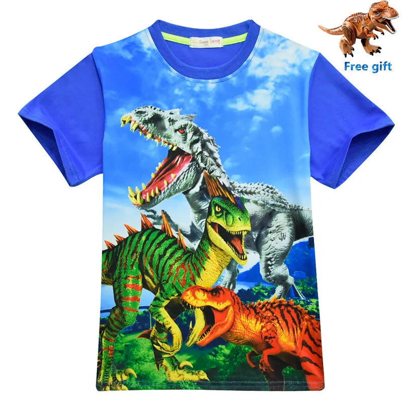 Высококачественная брендовая летняя футболка для мальчиков и девочек Детские футболки с принтом динозавра Юрского периода, детская одежда От 4 до 12 лет - Цвет: z3358blue