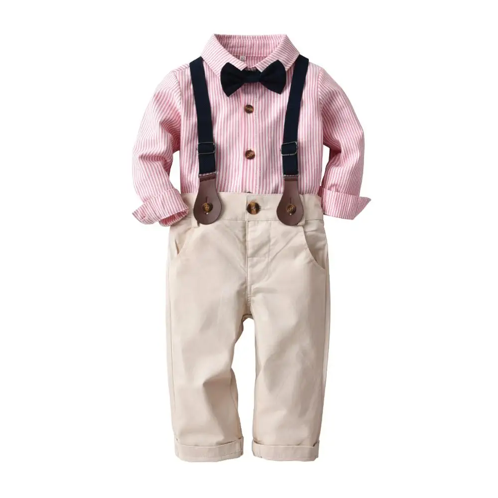 Г. Комплект одежды для маленьких мальчиков, Костюм Джентльмена в клетку с длинными рукавами для мальчиков, детская одежда хлопковый костюм для детей, костюмы из 3 предметов - Цвет: pink