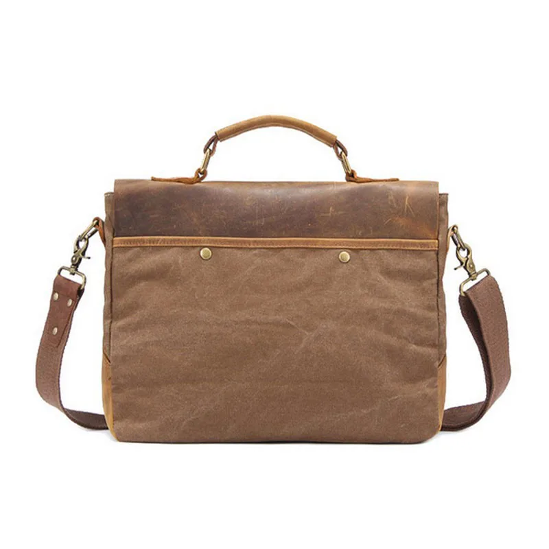 الفاخرة رجل حقيبة حقيبة الكتف Crossbody أكياس العسكرية قماش + جلد طبيعي حقيبة ساعي خليط يد المدرسة حمل